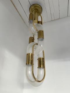 Aldo Nason Brass Chain Chandelier Murano Glass by Aldo Nason for Mazzega Italy 1970s - 1805014