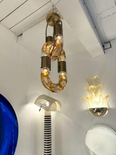 Aldo Nason Brass Chain Chandelier Murano Glass by Aldo Nason for Mazzega Italy 1970s - 3846351