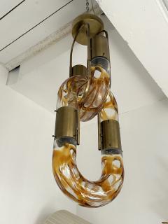 Aldo Nason Brass Chain Chandelier Murano Glass by Aldo Nason for Mazzega Italy 1970s - 3846354