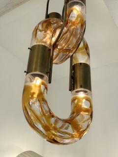 Aldo Nason Brass Chain Chandelier Murano Glass by Aldo Nason for Mazzega Italy 1970s - 3846357