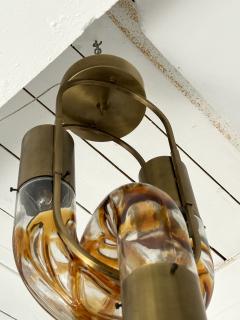 Aldo Nason Brass Chain Chandelier Murano Glass by Aldo Nason for Mazzega Italy 1970s - 3846360