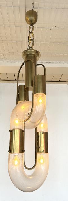 Aldo Nason Brass Chain Pendant Murano Glass by Aldo Nason for Mazzega Italy 1970s - 4325969