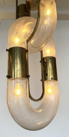 Aldo Nason Brass Chain Pendant Murano Glass by Aldo Nason for Mazzega Italy 1970s - 4325972