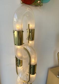 Aldo Nason Brass Floor Lamp Chain Murano Glass by Aldo Nason for Mazzega Italy 1970s - 2990301