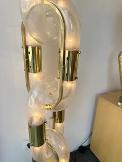 Aldo Nason Brass Floor Lamp Chain Murano Glass by Aldo Nason for Mazzega Italy 1970s - 2990304