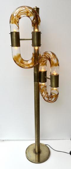 Aldo Nason Brass Floor Lamp Murano Glass by Aldo Nason for Mazzega Italy 1970s - 3603828