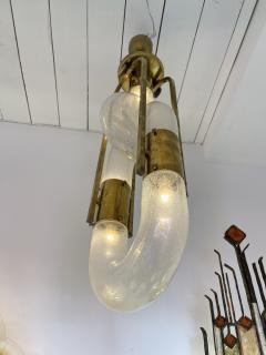 Aldo Nason Brass Pendant Light Murano Glass by Aldo Nason for Mazzega Italy 1970s - 2737267