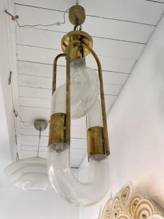 Aldo Nason Brass Pendant Light Murano Glass by Aldo Nason for Mazzega Italy 1970s - 2737276