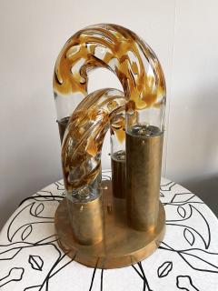 Aldo Nason Brass and Murano Glass Lamp by Aldo Nason for Mazzega Italy 1970s - 2335471