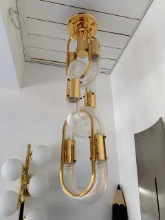 Aldo Nason Chandelier Brass Chain Murano Glass by Aldo Nason for Mazzega Italy 1970s - 939313