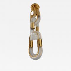 Aldo Nason Chandelier Brass Chain Murano Glass by Aldo Nason for Mazzega Italy 1970s - 940787