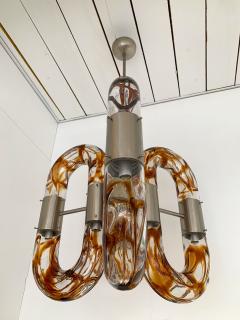 Aldo Nason Chandelier Murano Glass Metal by Aldo Nason for Mazzega Italy 1970s - 1139441