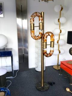 Aldo Nason Floor Lamp Brass Murano Glass by Aldo Nason for Mazzega Italy 1970s - 927348