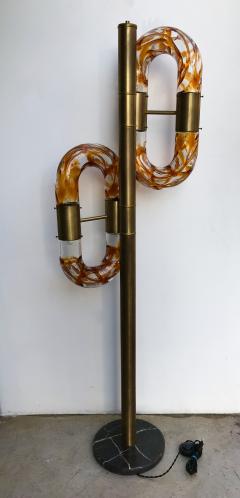 Aldo Nason Floor Lamp Brass Murano Glass by Aldo Nason for Mazzega Italy 1970s - 927351