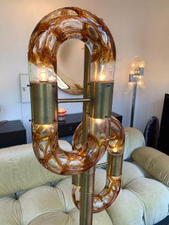 Aldo Nason Floor Lamp Brass Murano Glass by Aldo Nason for Mazzega Italy 1970s - 1202873
