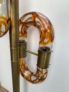 Aldo Nason Floor Lamp Brass Murano Glass by Aldo Nason for Mazzega Italy 1970s - 1202879