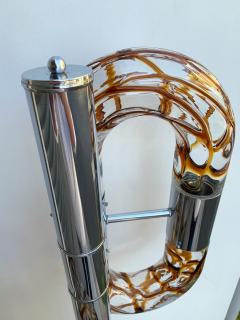 Aldo Nason Floor Lamp Metal Chrome Murano Glass by Aldo Nason for Mazzega Italy 1970s - 1024113
