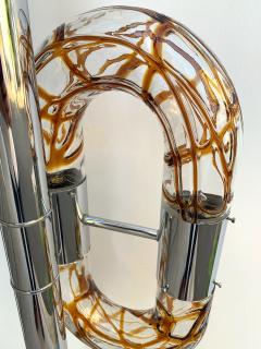 Aldo Nason Floor Lamp Metal Chrome Murano Glass by Aldo Nason for Mazzega Italy 1970s - 1024117