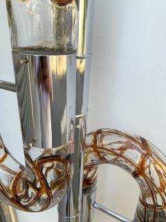 Aldo Nason Floor Lamp Metal Chrome Murano Glass by Aldo Nason for Mazzega Italy 1970s - 1024119