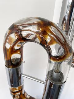 Aldo Nason Floor Lamp Metal Chrome Murano Glass by Aldo Nason for Mazzega Italy 1970s - 2041601