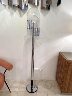 Aldo Nason Floor Lamp Metal Chrome Murano Glass by Aldo Nason for Mazzega Italy 1970s - 3092958