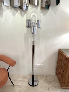 Aldo Nason Floor Lamp Metal Chrome Murano Glass by Aldo Nason for Mazzega Italy 1970s - 3092960