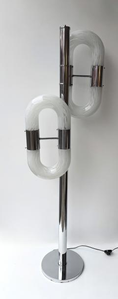 Aldo Nason Metal Chain Floor Lamp Murano Glass by Aldo Nason for Mazzega Italy 1970s - 4422152