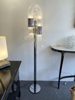 Aldo Nason Mid Century Modern Ring Floor Lamp Murano Glass Metal by Mazzega Italy 1970s - 2849451