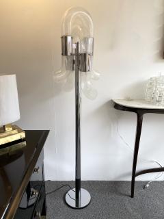 Aldo Nason Mid Century Modern Ring Floor Lamp Murano Glass Metal by Mazzega Italy 1970s - 2849455