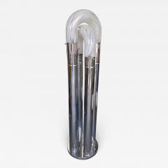 Aldo Nason Mid Century Modern Ring Floor Lamp Murano Glass Metal by Mazzega Italy 1970s - 2857737