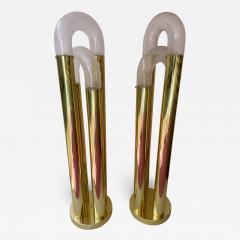 Aldo Nason Pair of Brass Floor Lamps Murano Glass by Aldo Nason for Mazzega Italy 1970s - 2991723
