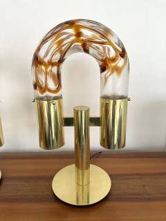 Aldo Nason Pair of Brass and Murano Glass Lamps by Aldo Nason for Mazzega Italy 1970s - 3338659