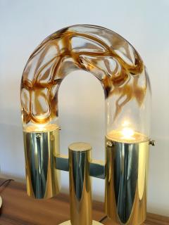 Aldo Nason Pair of Brass and Murano Glass Lamps by Aldo Nason for Mazzega Italy 1970s - 3338661