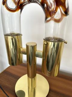 Aldo Nason Pair of Brass and Murano Glass Lamps by Aldo Nason for Mazzega Italy 1970s - 3338664