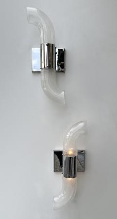 Aldo Nason Pair of Metal Sconces Murano Glass by Aldo Nason for Mazzega Italy 1970s - 3718969