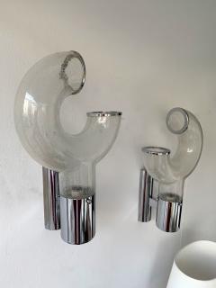 Aldo Nason Pair of Sconces Glass Metal by Aldo Nason for Mazzega Murano Italy 1970s - 1191342