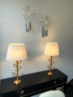 Aldo Nason Pair of Sconces Glass Metal by Aldo Nason for Mazzega Murano Italy 1970s - 1191344