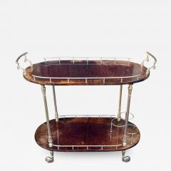 Aldo Tura 1960s Modern Aldo Tura Cocktail Cart in Lacquered Parchment Goat Skin - 2759689