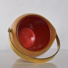 Aldo Tura ALDO TURA Italy Macabo Ice Bucket Glossy Wood Polished Brass Red 1960s - 1819285