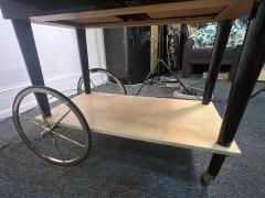 Aldo Tura ALDO TURA MID CENTURY YELLOW BROWN GOATSKIN DOUBLE DRAWER BAR CART - 4138987