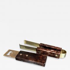 Aldo Tura Aldo Tura Barware Bottle Opener Ice Tongs Goatskin and Brass ITALY - 3295466
