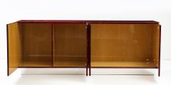 Aldo Tura Aldo Tura Blood Red Goatskin Cabinet Chrome Plinth Base Italy 1960 - 2736681