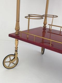 Aldo Tura Aldo Tura Drop Leaf Bar Cart in Red Parchment - 440151