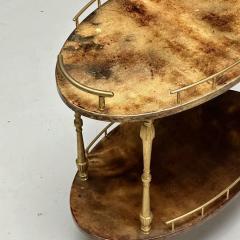 Aldo Tura Aldo Tura Italian Mid Century Modern Small Cart Goatskin Brass Italy 1960s - 3733984