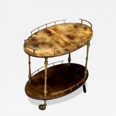 Aldo Tura Aldo Tura Italian Mid Century Modern Small Cart Goatskin Brass Italy 1960s - 3740169