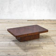 Aldo Tura Aldo Tura Low Coffee Table in Wood and Parchment 70s - 2998664