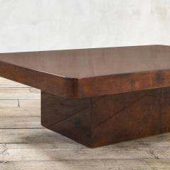 Aldo Tura Aldo Tura Low Coffee Table in Wood and Parchment 70s - 2998665