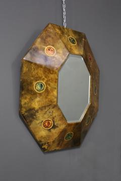 Aldo Tura Aldo Tura Rare MidCentury Mirror in parchment with original label 1950s - 1211517