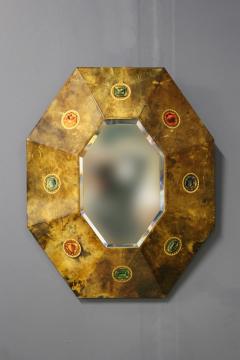 Aldo Tura Aldo Tura Rare MidCentury Mirror in parchment with original label 1950s - 1211519