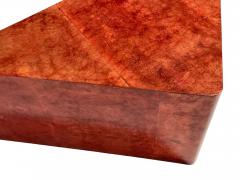 Aldo Tura Aldo Tura Red Lacquered Triangular Goatskin Coffee Table Italy 1960 - 3153282